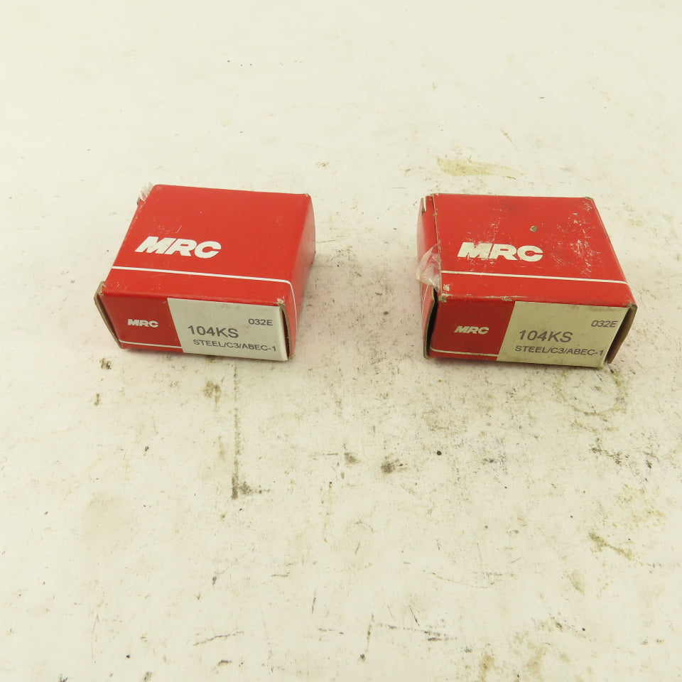 MRC 104KS Radial Deep Groove Ball Bearing 20mm Bore 42mm OD 12mm Width Lot Of 2