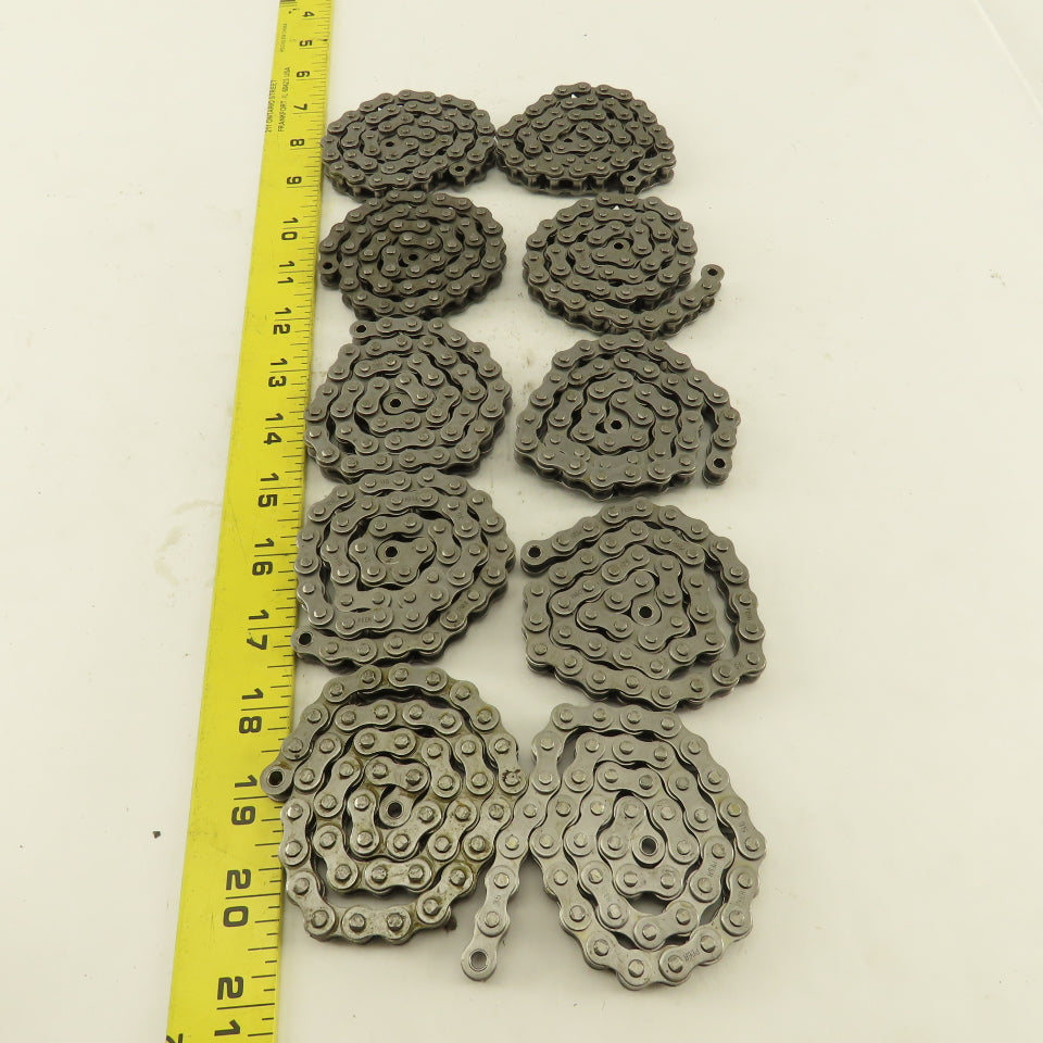 Peer ANSI #35 Single Row Riveted Roller Chain 10 Pieces 18" Each & Links