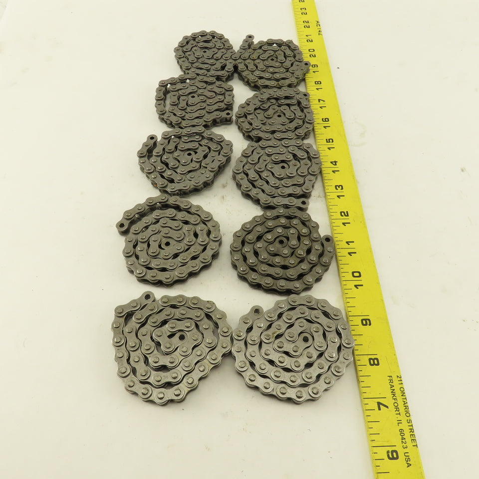 Peer ANSI #35 Single Row Riveted Roller Chain 10 Pieces 18" Each & Links