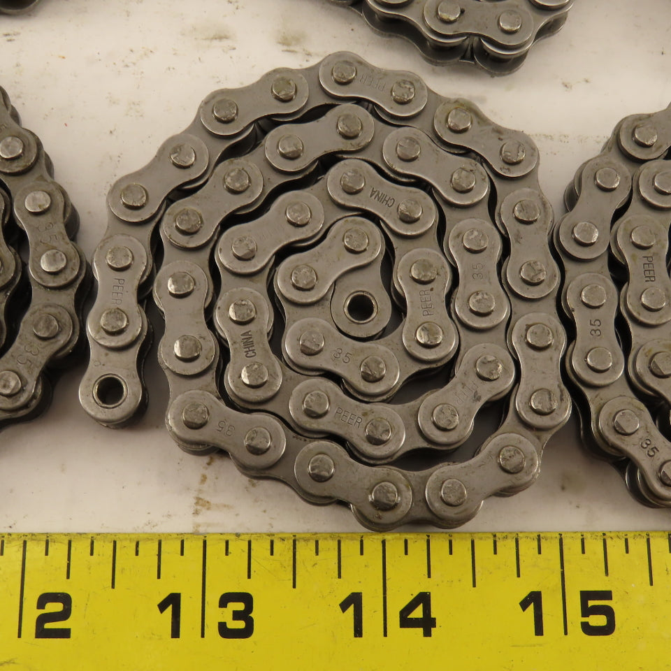 Peer ANSI #35 Single Row Riveted Roller Chain 10 Pieces 18" Each & Links