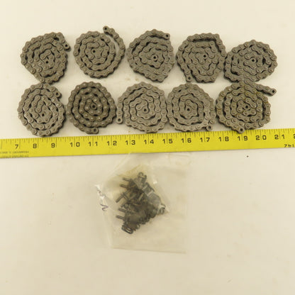 Peer ANSI #35 Single Row Riveted Roller Chain 10 Pieces 18" Each & Links