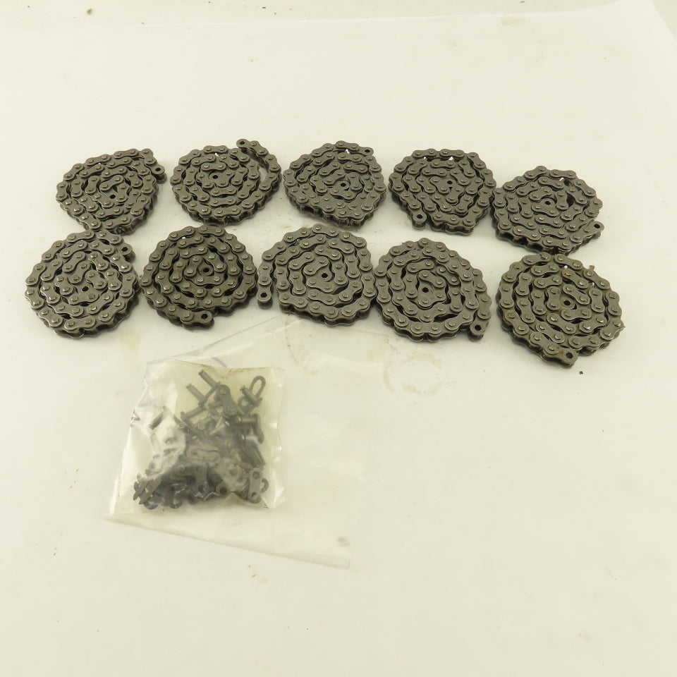 Peer ANSI #35 Single Row Riveted Roller Chain 10 Pieces 18" Each & Links