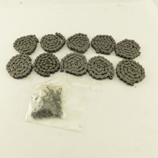 Peer ANSI #35 Single Row Riveted Roller Chain 10 Pieces 18" Each & Links