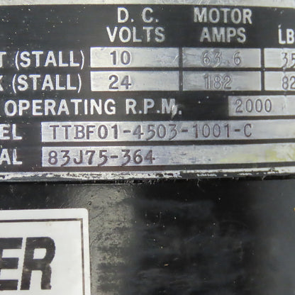 Kollmorgen TTBF01-4503-1001-C 10/24VDC 2000RPM 182A DC Motor W/ 115V Brake
