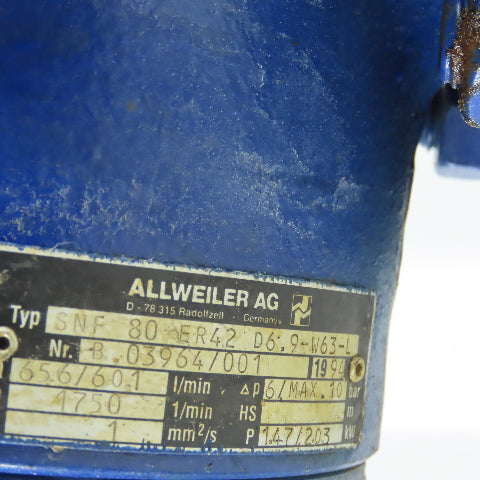 Allweiler AG SNF80ER42 D6.9-W63-L 5.5kW 460V 1740RPM 6.56L/Min Centrifugal Pump