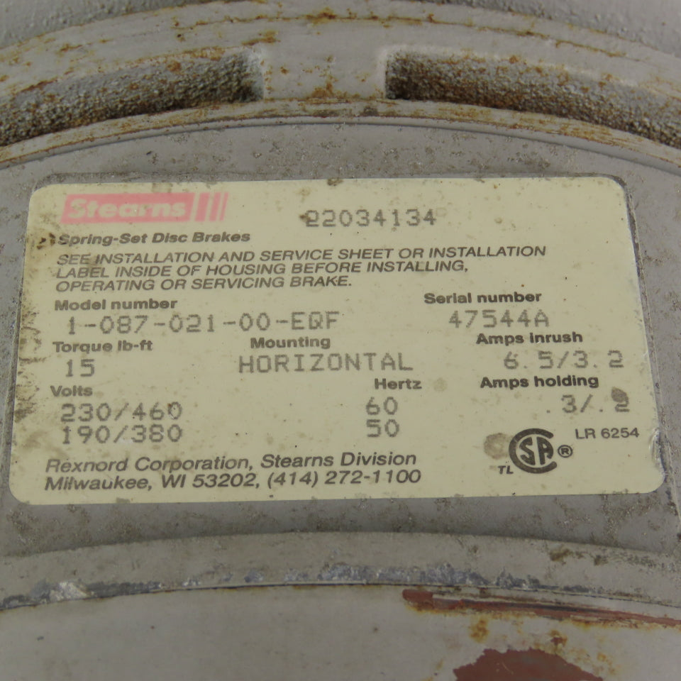 Delco EG2104AP 3Hp 1765RPM 460V 213Y AC Motor W/ Stearns Brake