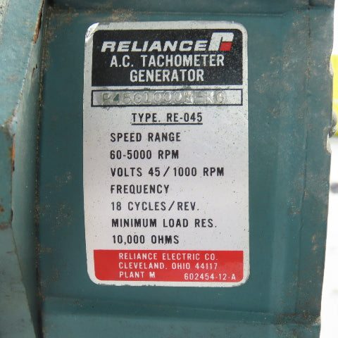 Reliance M28964-T1-RG 3Hp 1750RPM 180V Direct Current Motor W/ Tachogenerator