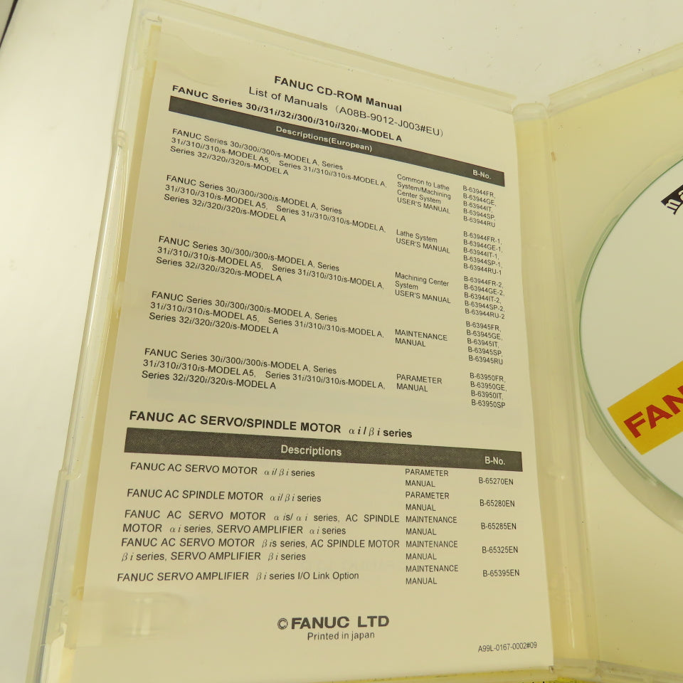 Fanuc A08B-9012-J003#EU Ver. 5.2 Series 30i/31i/32i-Model A CD-ROM Manual