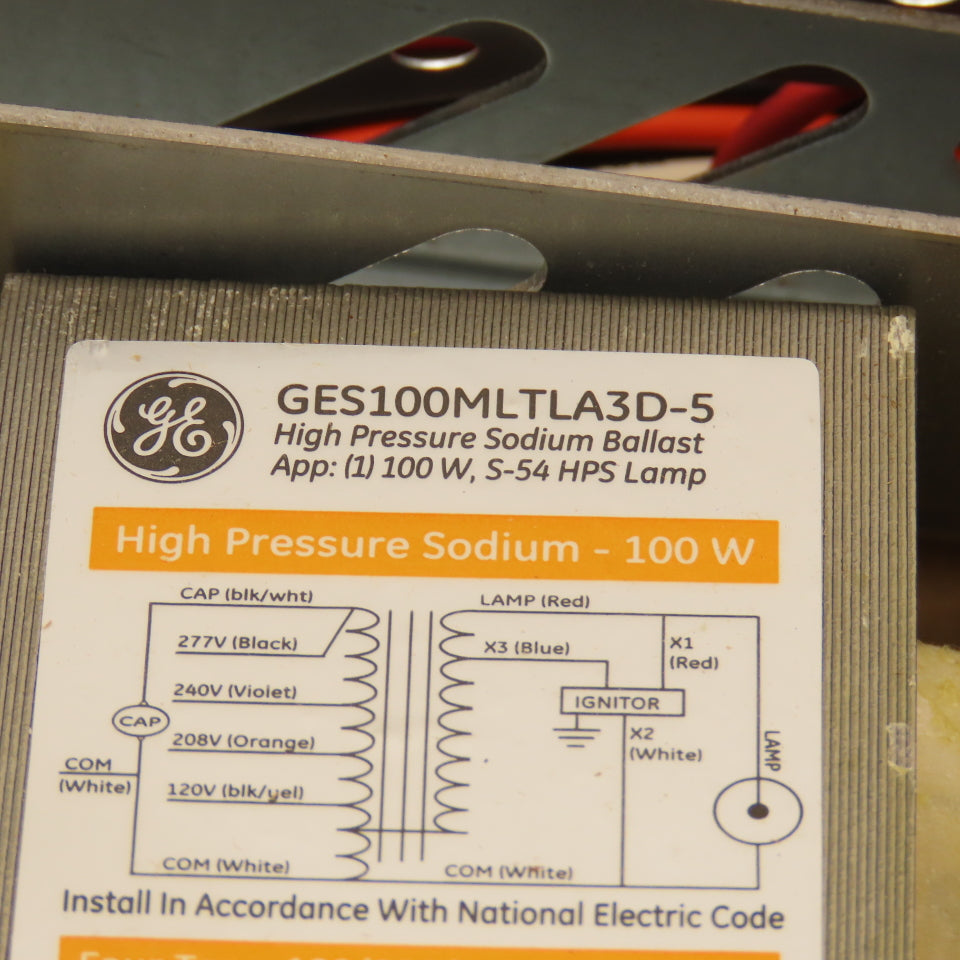 General Electric GES100MLTLA3D-5 High Pressure Sodium Ballast 120/208/240/277V
