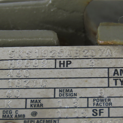 General Electric 5KS182SAB207A 3Hp 1760RPM 3Ph 460V 182TC Severe Duty AC Motor