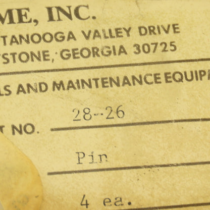 Tame Inc. 28-26 Hydraulic Machine OEM Pin Lot Of 4