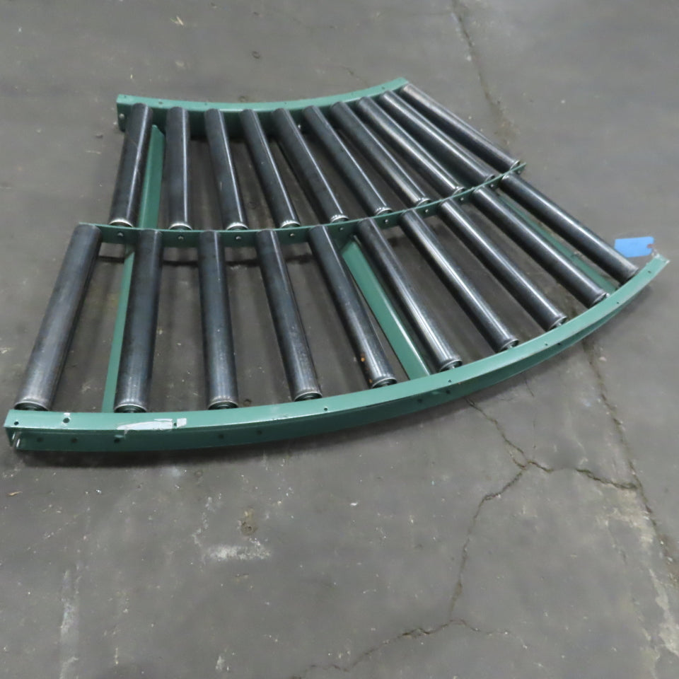 Roach 40-1/4" Gravity Roller 45° Curve Conveyor 37" BF 2.50" diam. Rollers