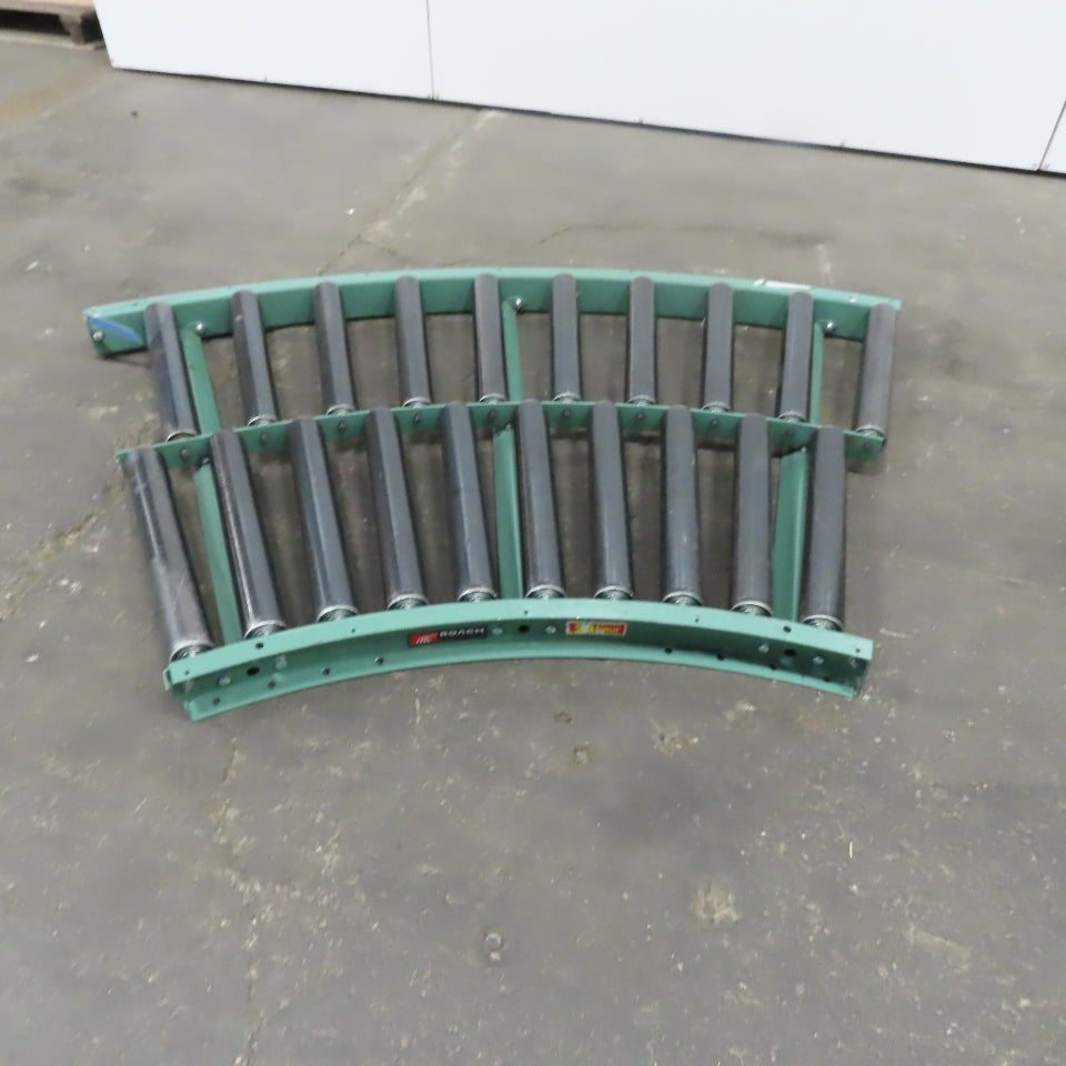 Roach 40-1/4" Gravity Roller 45° Curve Conveyor 37" BF 2.50" diam. Rollers