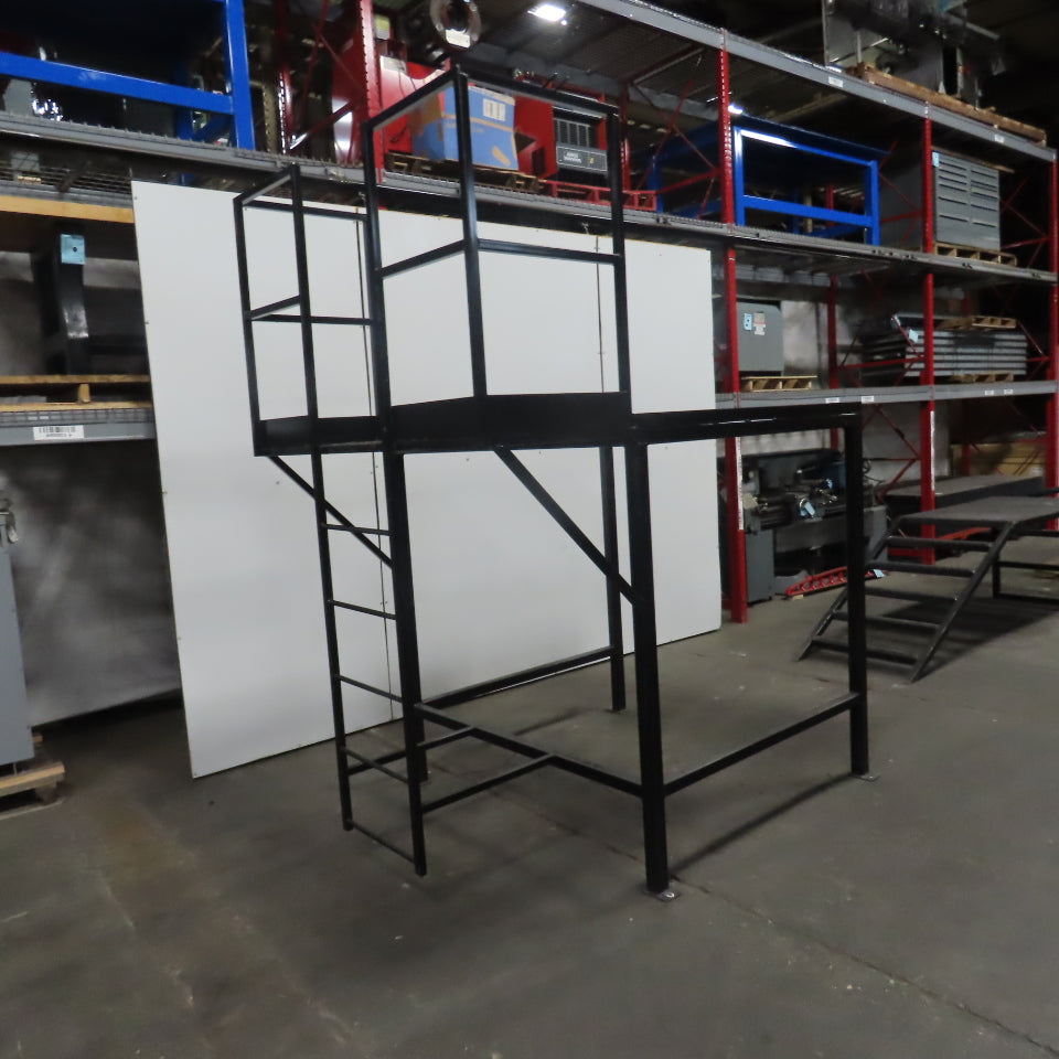 Custom Fab Stationary Look Over Machine Mezzanine Ladder Platform 64x86x70" Tall