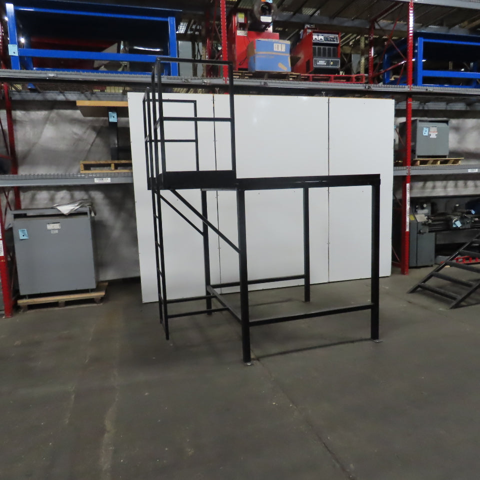 Custom Fab Stationary Look Over Machine Mezzanine Ladder Platform 64x86x70" Tall