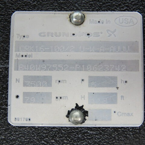 Grundfos CRK16-100/2 5Hp 3450RPM 3Ph 208-230/460V Multistage Centrifugal Pump