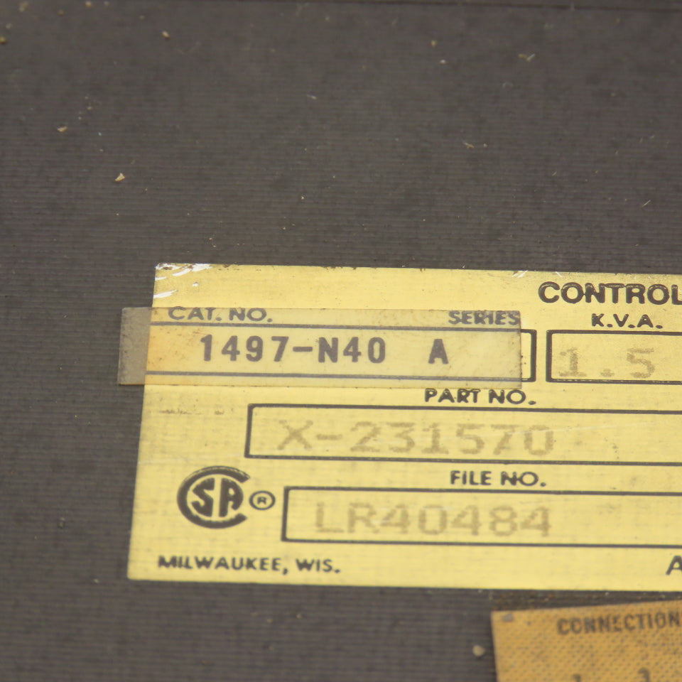 Allen Bradley 1497-N40 240/480V Pri. 120V Sec. 1.5kVa Control Transformer