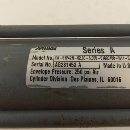 Miller DA-61R42N 2" Bore 8" Double Stroke Pneumatic Cylinder 250 PSI