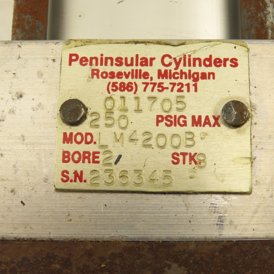 Peninsular Cylinder LM4200B 2" Bore 8" Double Stroke Air Cylinder 250 PSI