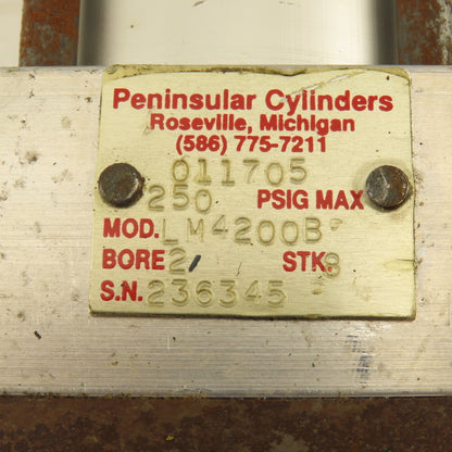 Peninsular Cylinder LM4200B 2" Bore 8" Double Stroke Air Cylinder 250 PSI
