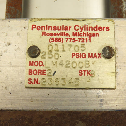 Peninsular Cylinder LM4200B 2" Bore 8" Double Stroke Air Cylinder 250 PSI