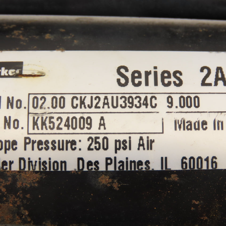 Parker CKJ2AU3934C 2" Bore 9" Double Ended Stroke Air Cylinder 250PSI