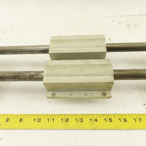 3/4" Tandem Rail Linear Ball Bearing Assembly 10-1/4" Travel 18-1/2" OAL