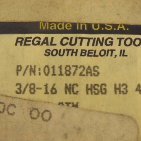 Regal Beloit 011872AS 3/8-16 NC 4 Flute Straight Hand Bottoming Tap Lot Of 5