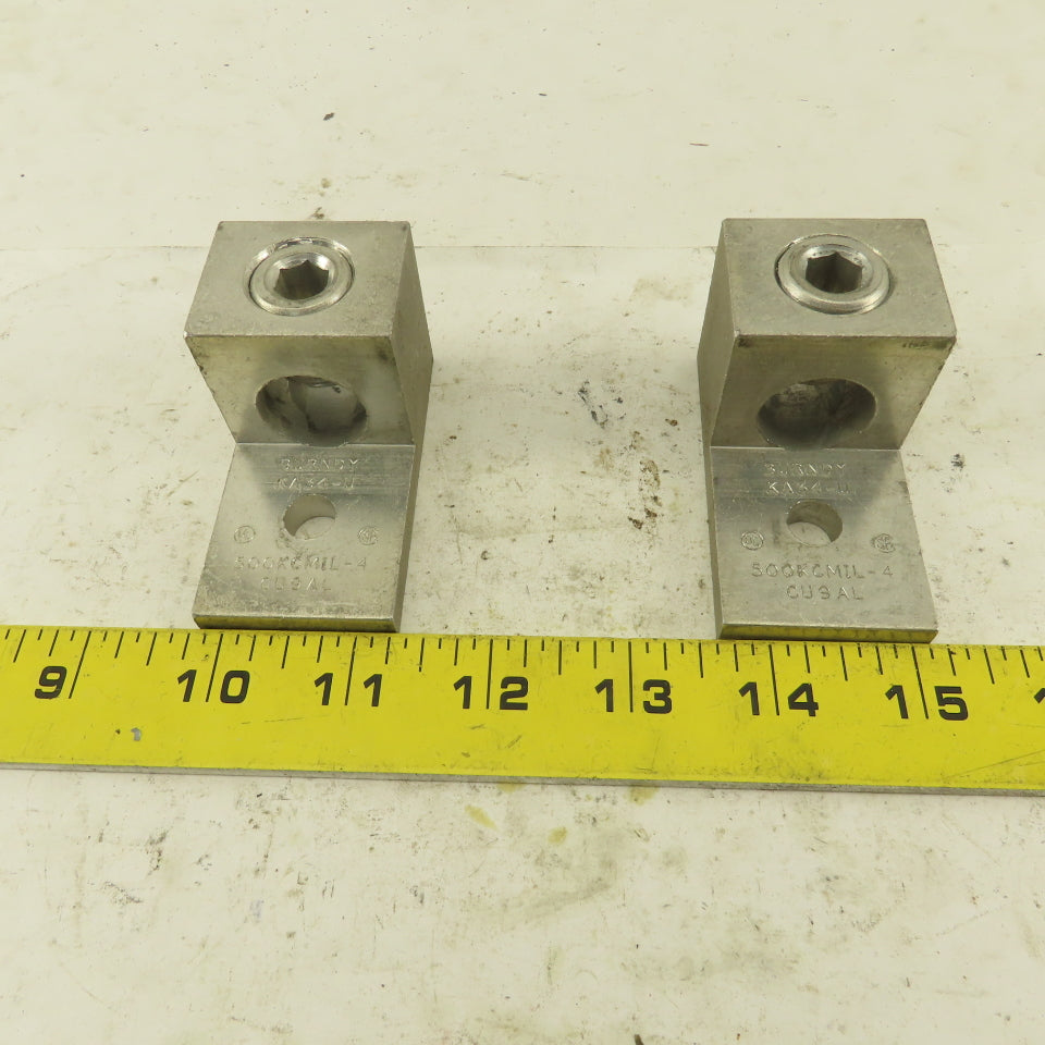 Burndy KA34-U 500 KCMIL-4 Wire Terminal Lug Aluminum Lot Of 2