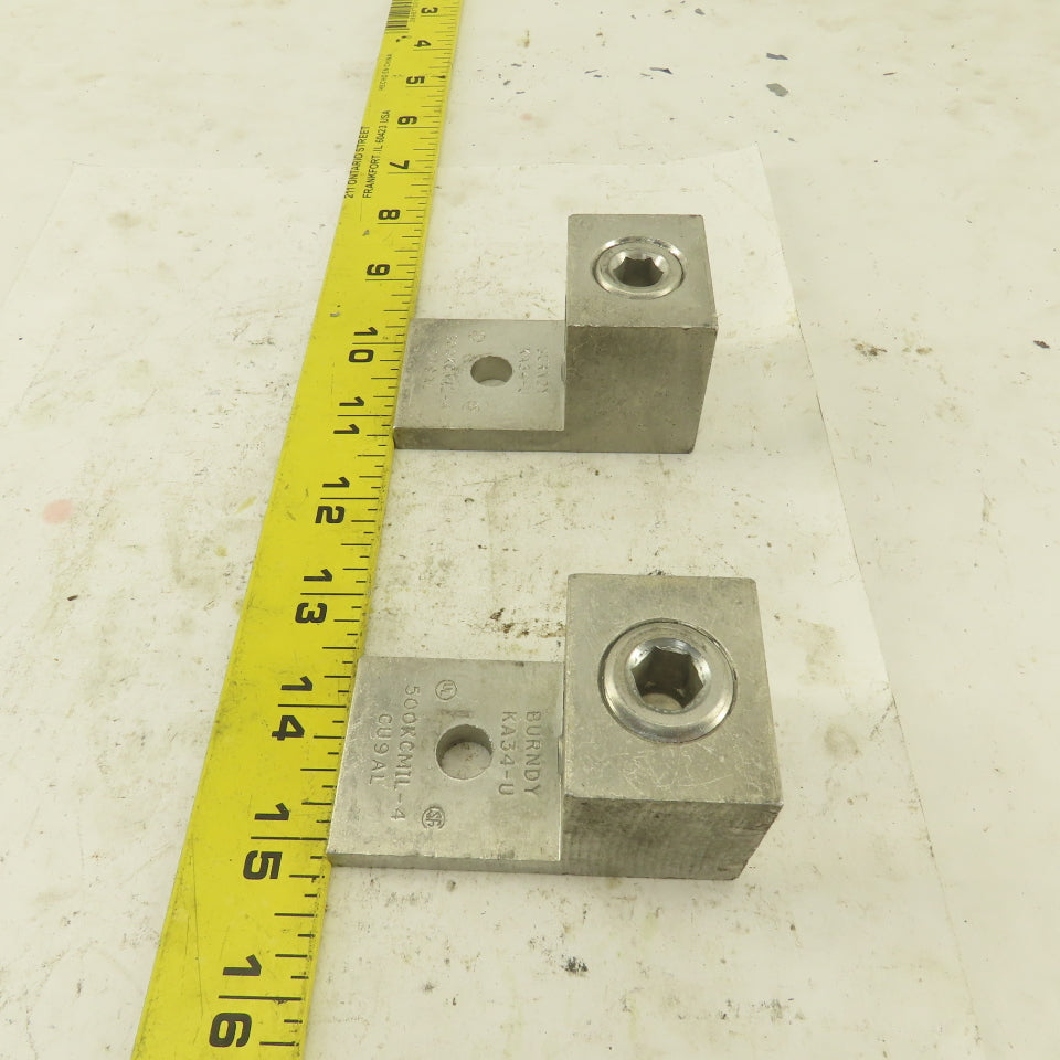 Burndy KA34-U 500 KCMIL-4 Wire Terminal Lug Aluminum Lot Of 2