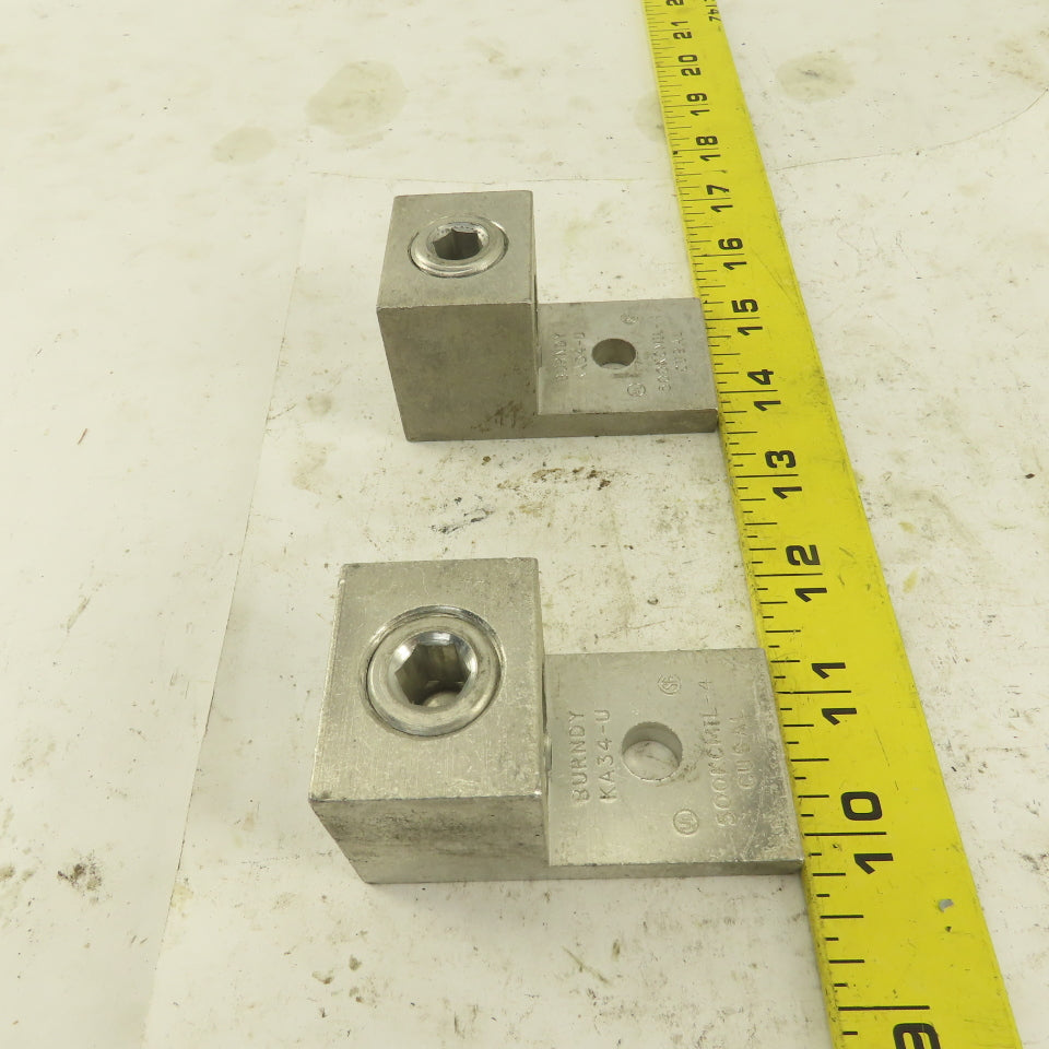 Burndy KA34-U 500 KCMIL-4 Wire Terminal Lug Aluminum Lot Of 2