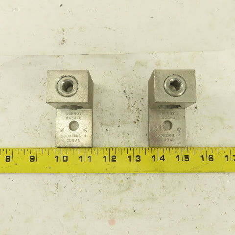 Burndy KA34-U 500 KCMIL-4 Wire Terminal Lug Aluminum Lot Of 2