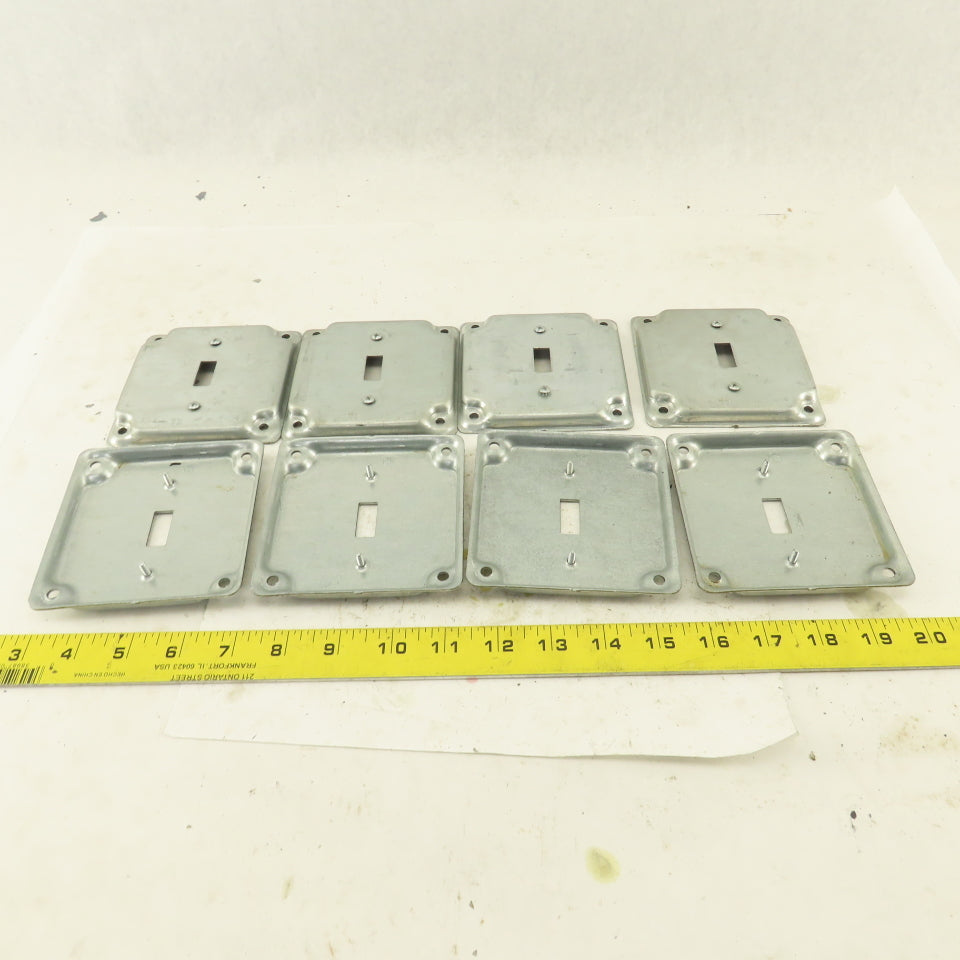 1 Gang Toggle Light Switch Metal Electrical Box Cover 4"x 4" Galvanized Lot Of 8