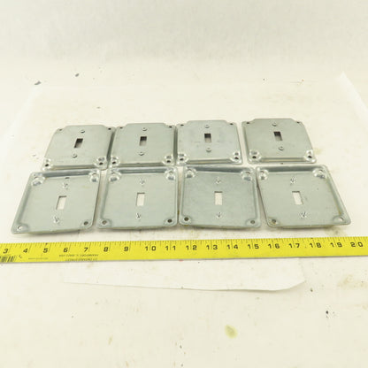 1 Gang Toggle Light Switch Metal Electrical Box Cover 4"x 4" Galvanized Lot Of 8