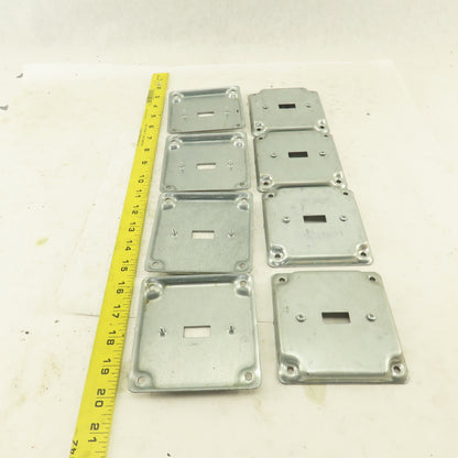 1 Gang Toggle Light Switch Metal Electrical Box Cover 4"x 4" Galvanized Lot Of 8