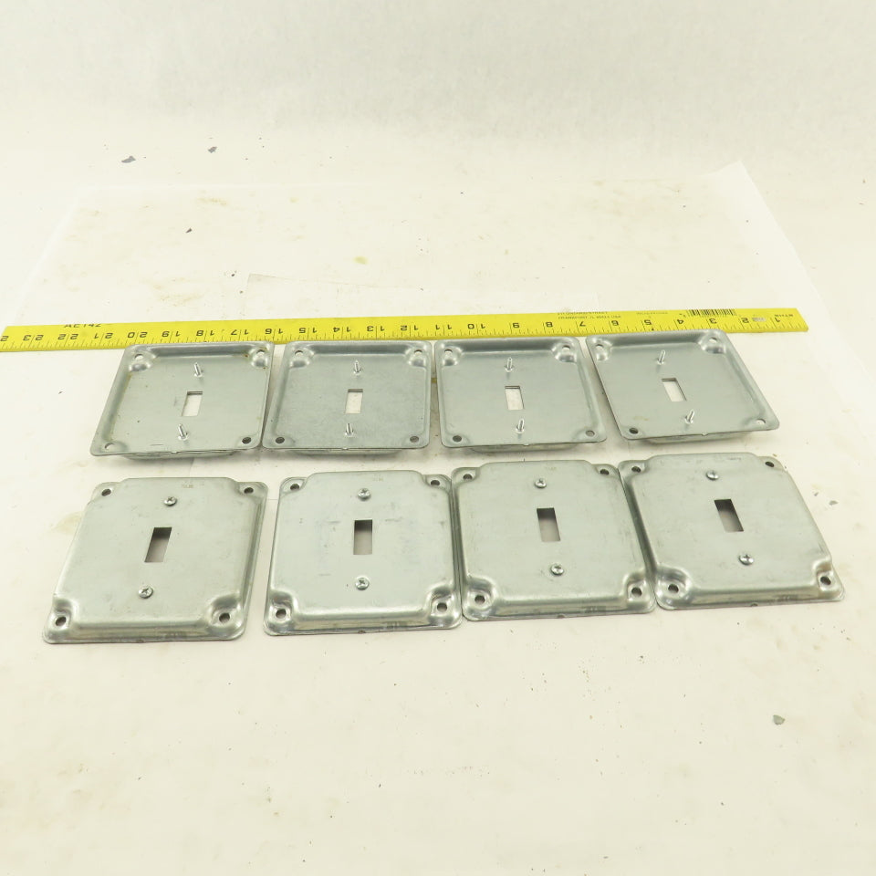 1 Gang Toggle Light Switch Metal Electrical Box Cover 4"x 4" Galvanized Lot Of 8