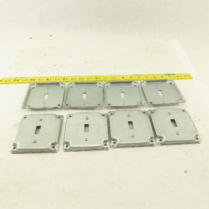 1 Gang Toggle Light Switch Metal Electrical Box Cover 4"x 4" Galvanized Lot Of 8