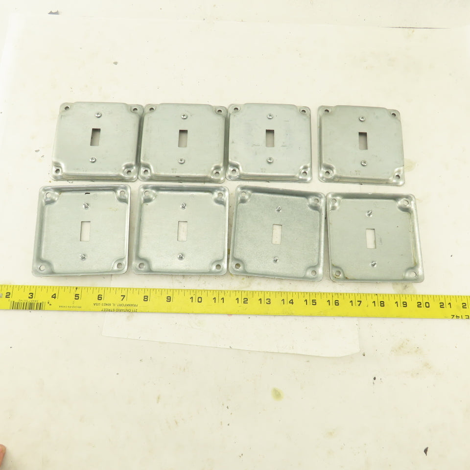 1 Gang Toggle Light Switch Metal Electrical Box Cover 4"x 4" Galvanized Lot Of 8