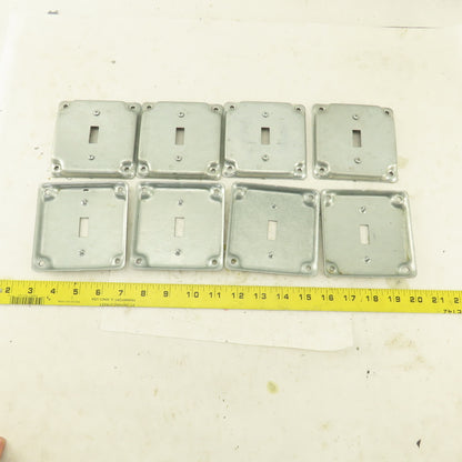 1 Gang Toggle Light Switch Metal Electrical Box Cover 4"x 4" Galvanized Lot Of 8