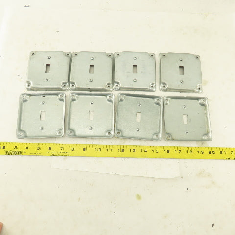 1 Gang Toggle Light Switch Metal Electrical Box Cover 4"x 4" Galvanized Lot Of 8