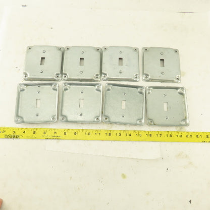 1 Gang Toggle Light Switch Metal Electrical Box Cover 4"x 4" Galvanized Lot Of 8
