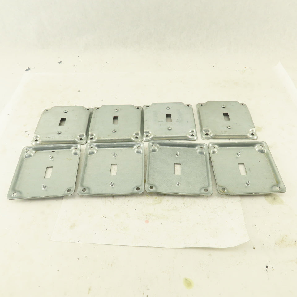 1 Gang Toggle Light Switch Metal Electrical Box Cover 4"x 4" Galvanized Lot Of 8