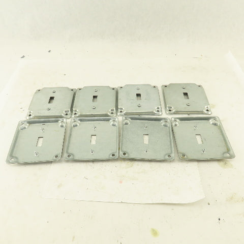 1 Gang Toggle Light Switch Metal Electrical Box Cover 4"x 4" Galvanized Lot Of 8