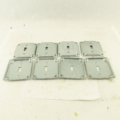 1 Gang Toggle Light Switch Metal Electrical Box Cover 4"x 4" Galvanized Lot Of 8