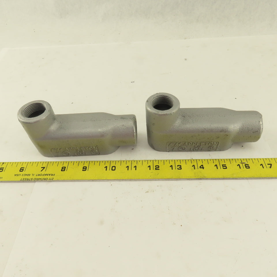 Appleton LB27 3/4" LB Electrical Conduit Body Malleable Iron Lot Of 2