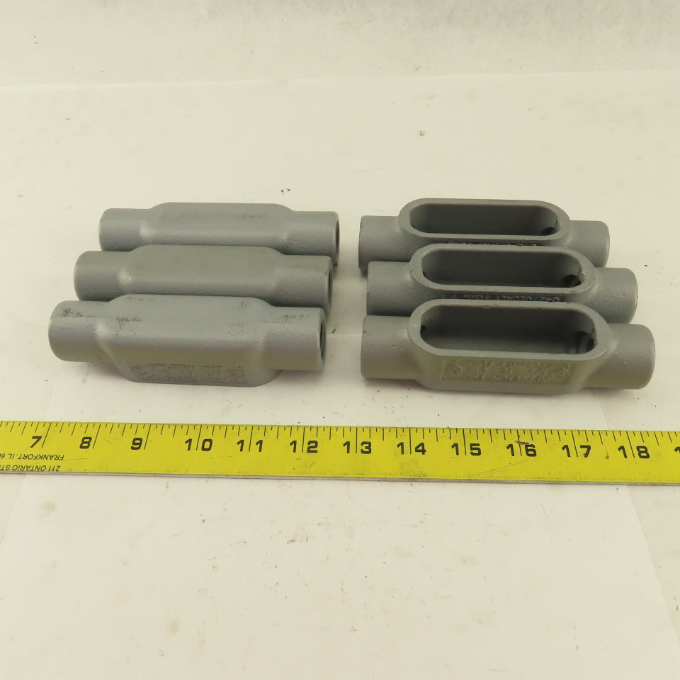 Appleton FM7 1/2 Conduit Body Straight Pass Malleable Iron Lot Of 6