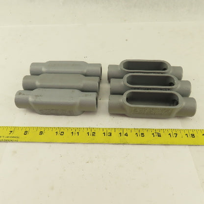 Appleton FM7 1/2 Conduit Body Straight Pass Malleable Iron Lot Of 6
