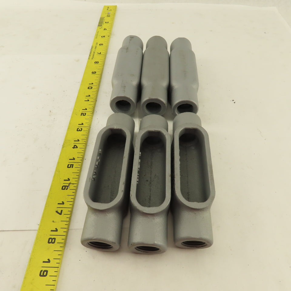Appleton FM7 1/2 Conduit Body Straight Pass Malleable Iron Lot Of 6
