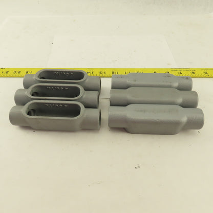 Appleton FM7 1/2 Conduit Body Straight Pass Malleable Iron Lot Of 6