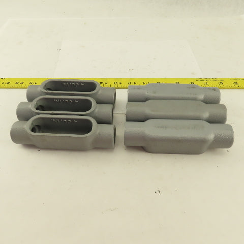 Appleton FM7 1/2 Conduit Body Straight Pass Malleable Iron Lot Of 6